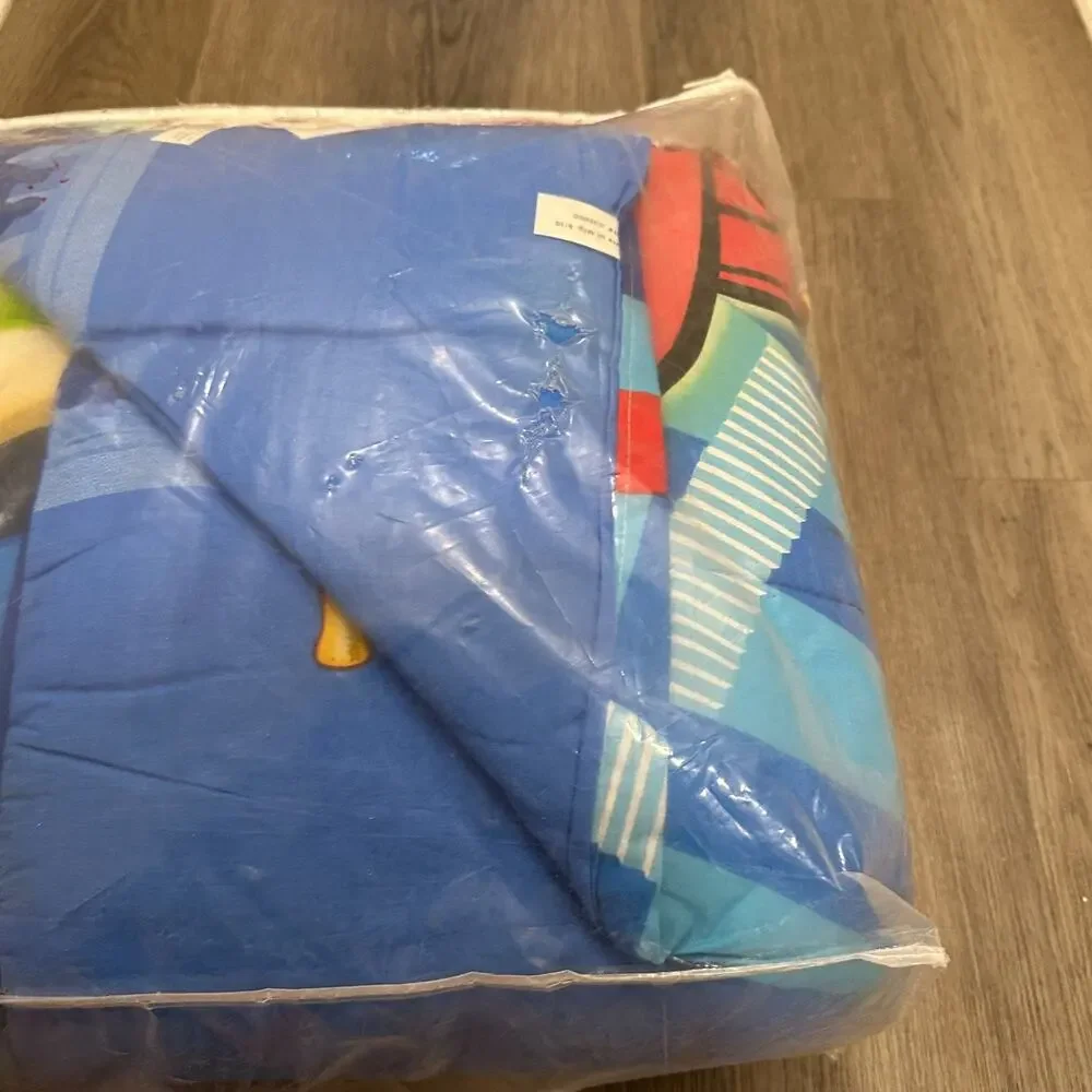 VTG 2008 Spongebob‎ Squarepants Comforter TWIN Football Baseball Pattern Reverse